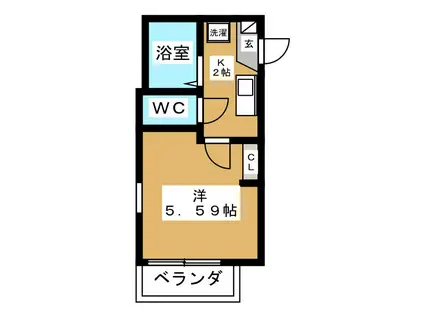 CASA FELICE(1K/1階)の間取り写真