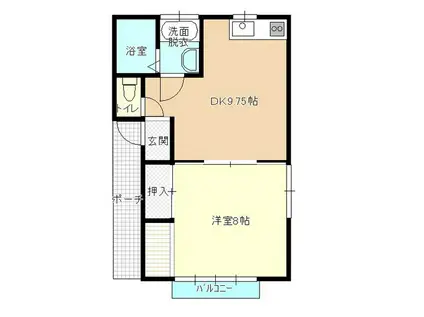 ムーンヒルII(1DK/1階)の間取り写真