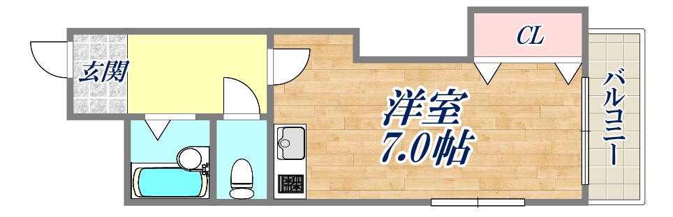 ハイネス門戸(ワンルーム/2階)の間取り写真