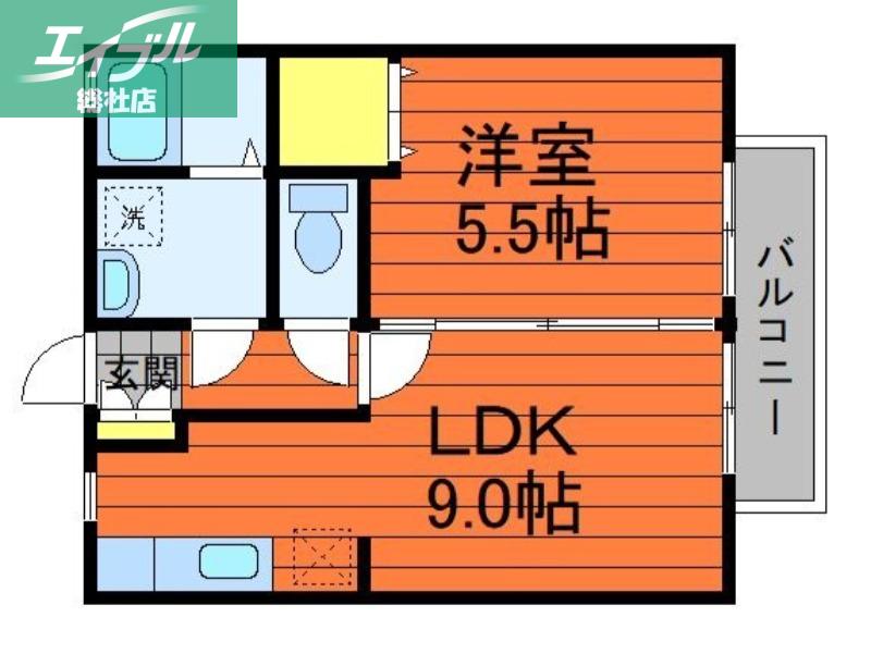 ビバリースクエアB(1LDK/2階)の間取り写真
