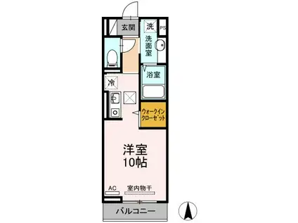 ソレイユ富岡(ワンルーム/1階)の間取り写真