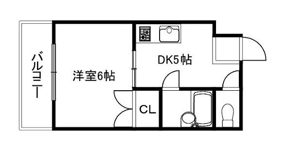 ルシェール西院(1DK/3階)の間取り写真