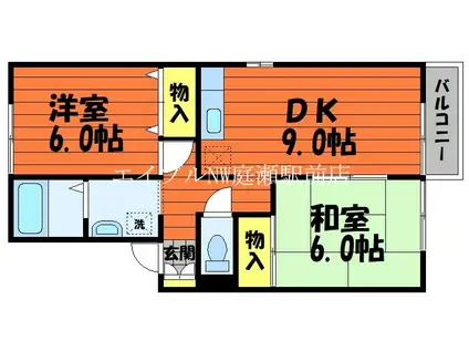 セジュールT&K(2DK/2階)の間取り写真