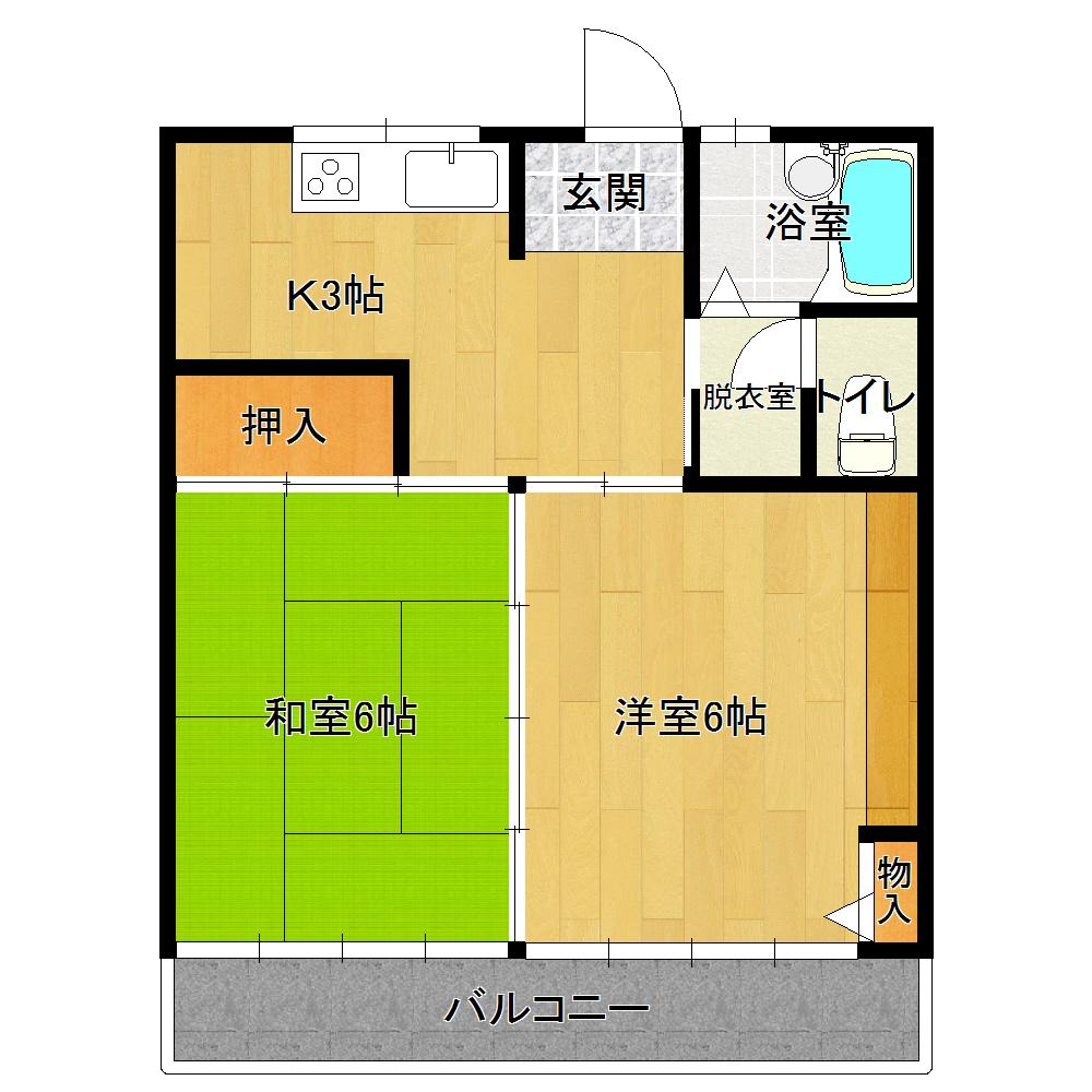 高橋アパート(2K/2階)の間取り写真