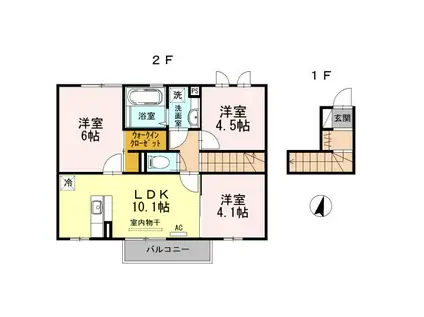 スノーウィコートVI(3LDK/2階)の間取り写真