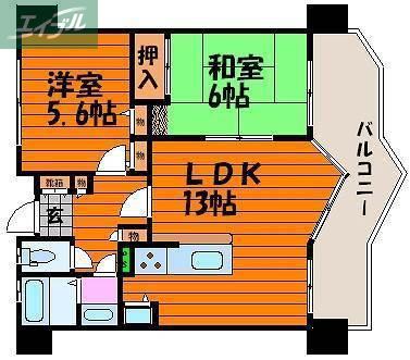 ふぁみーゆ中島田(2LDK/7階)の間取り写真