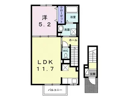 クラール西原 A(1LDK/2階)の間取り写真