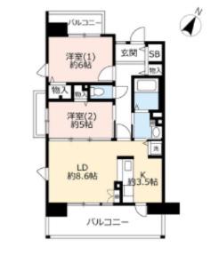 URグリーンヒルズ仁川5号棟(2LDK/3階)の間取り写真