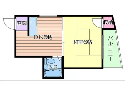 第二カワイハイツ(1DK/3階)の間取り写真