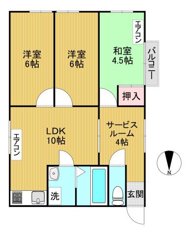 北リキコーポ(3LDK/3階)の間取り写真