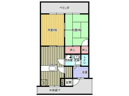 メゾン・コスモス(2DK/3階)の間取り写真