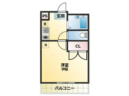 ノースIV(1K/1階)の間取り写真