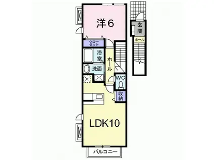 サン・フィールド IIB(1LDK/2階)の間取り写真