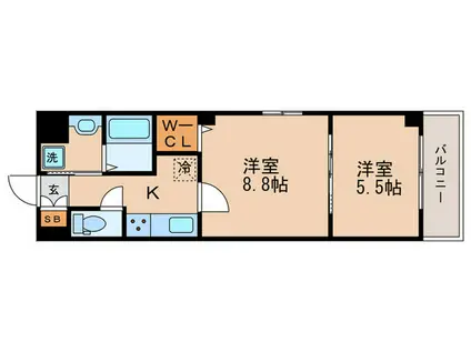 三条双月堂(2K/4階)の間取り写真