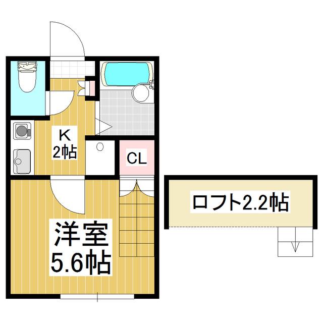 サニーヒル蟻ヶ崎(1K/2階)の間取り写真