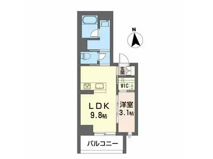 JR仙石線 榴ケ岡駅 徒歩7分 4階建 築3年(1LDK/3階)の間取り写真