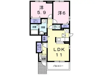 ブリエ・ルーチェ(2LDK/1階)の間取り写真