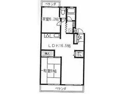 エクセルコート(2LDK/4階)の間取り写真