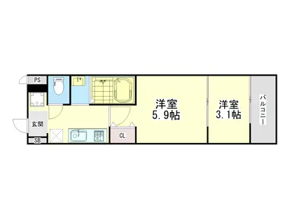 BASE青木(1DK/1階)の間取り写真