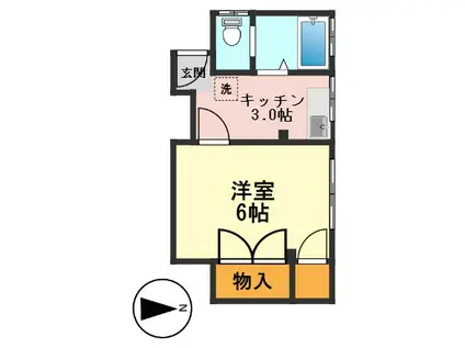 コーポ森(1K/2階)の間取り写真