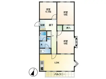 ユーロアベニュー四街道G(3LDK/1階)の間取り写真