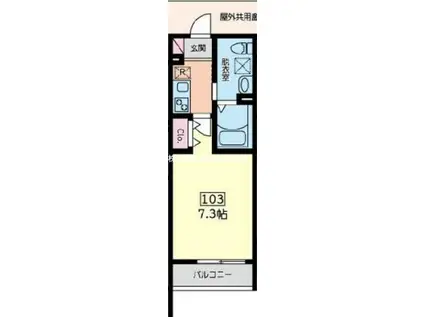 OCEANS14(1K/1階)の間取り写真