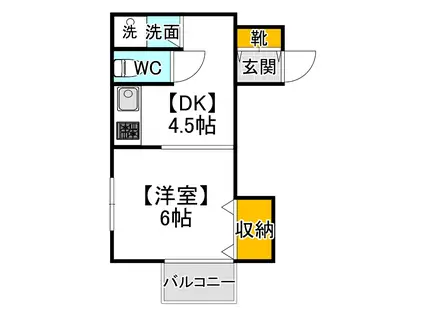 大西コーポ(1DK/2階)の間取り写真