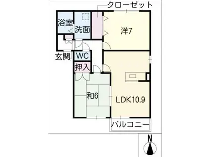 サンハイツ白浜(2LDK/2階)の間取り写真