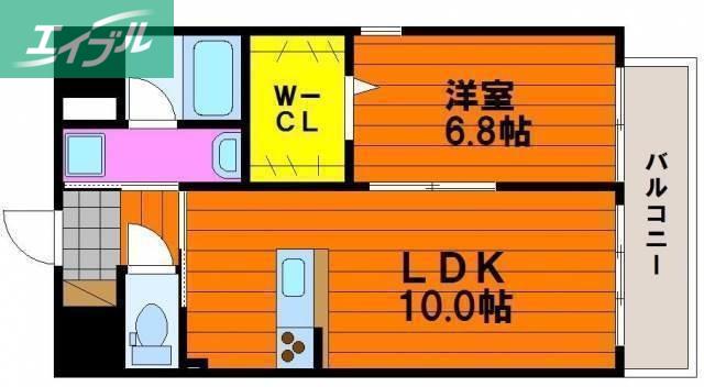ハアラン高柳(1LDK/2階)の間取り写真