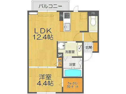 LA PORTEラ・ポルテ(1LDK/2階)の間取り写真