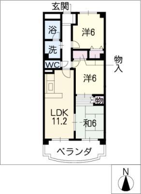 サプリーム新舞子(3LDK/4階)の間取り写真