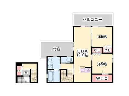 ウエストシェラ(2LDK/2階)の間取り写真