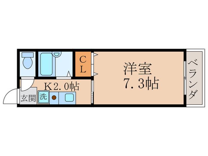 ハイツ玉川VII(1K/2階)の間取り写真