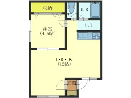 ハイツヒロ(1LDK/2階)の間取り写真