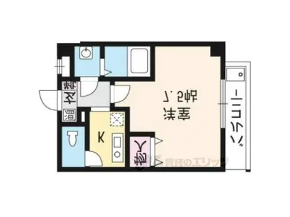 フラット オク(1K/3階)の間取り写真