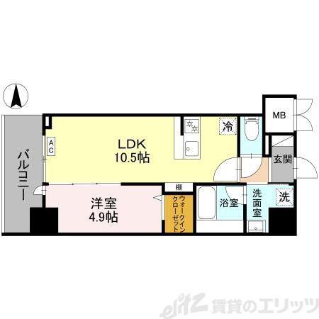 ストーリア茨木(1LDK/9階)の間取り写真
