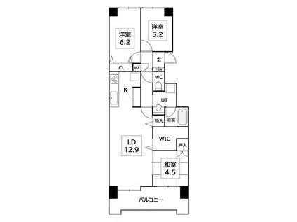 クリーンリバー桑園駅前I号棟(4LDK/9階)の間取り写真