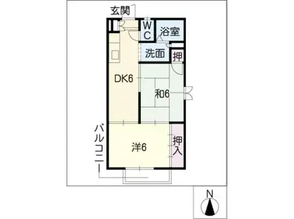メゾン本戸 B(2DK/1階)の間取り写真