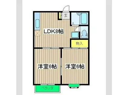 アルシュB(2LDK/2階)の間取り写真