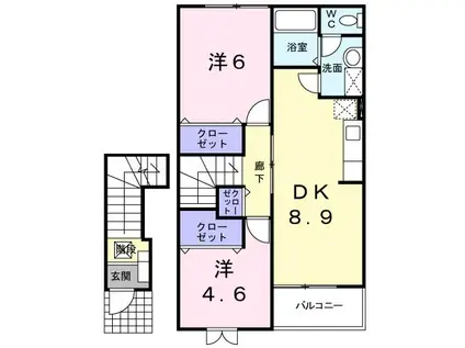 サン・ビ・アレイド加茂C(2DK/2階)の間取り写真