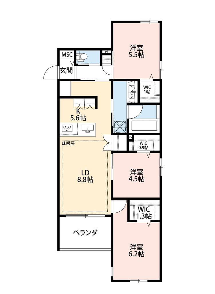 NAKASU(3LDK/2階)の間取り写真