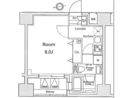 マスターマインド十番(1K/3階)の間取り写真