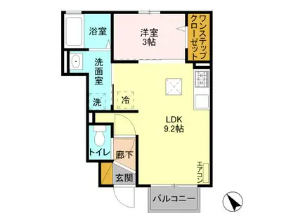 ボージャルダンII(1LDK/1階)の間取り写真