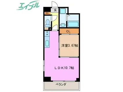 S-FORT四日市元町(1LDK/5階)の間取り写真