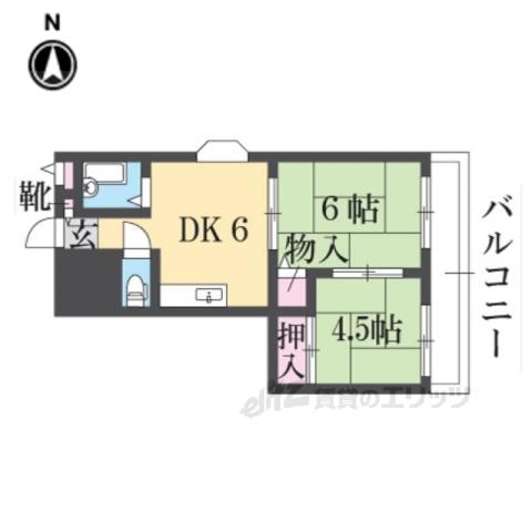 Mプラザ津田駅前弐番館(2DK/3階)の間取り写真