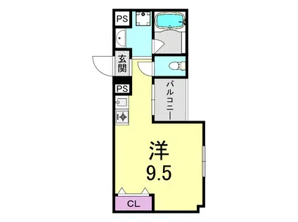 フレアコート北浜(ワンルーム/10階)の間取り写真