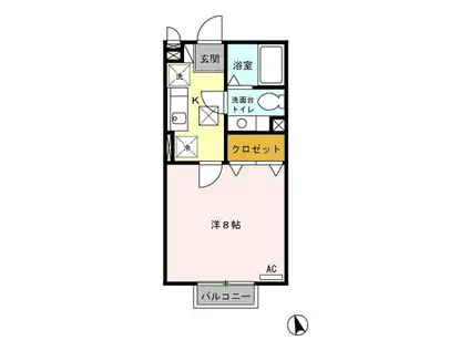 ST北野(1K/1階)の間取り写真