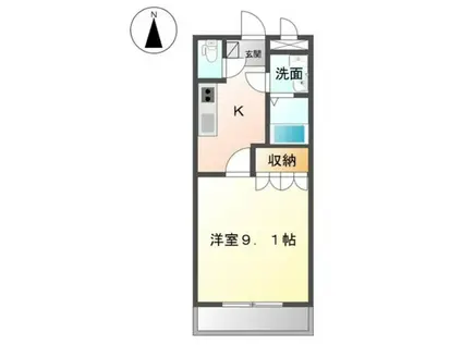 ゆいまーる(1K/2階)の間取り写真