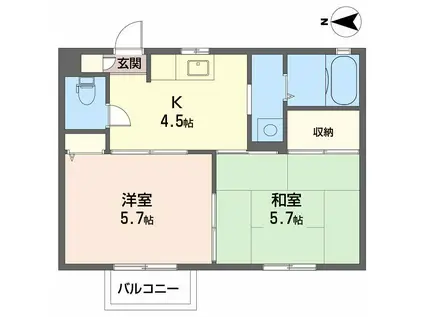 フローラル久保田(2K/2階)の間取り写真