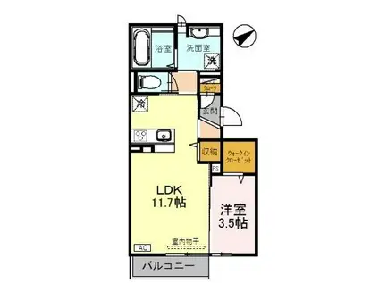 GLANZ(1LDK/1階)の間取り写真